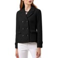 thumbnail image 1 of INSPIRE CHIC Caban Court d'Hiver pour Femme à Revers Cranté en V, Double Boutonnage, 1 of 7