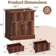 thumbnail image 2 of Table de Nuit Cannelée avec 2 Tiroirs, Table de Chevet Mi-Siècle Moderne, Table de Nuit en Bois Brun avec Rangement, Table d'Appoint Gain de Place avec Base Courbée pour Chambre et Salon, 2 of 8