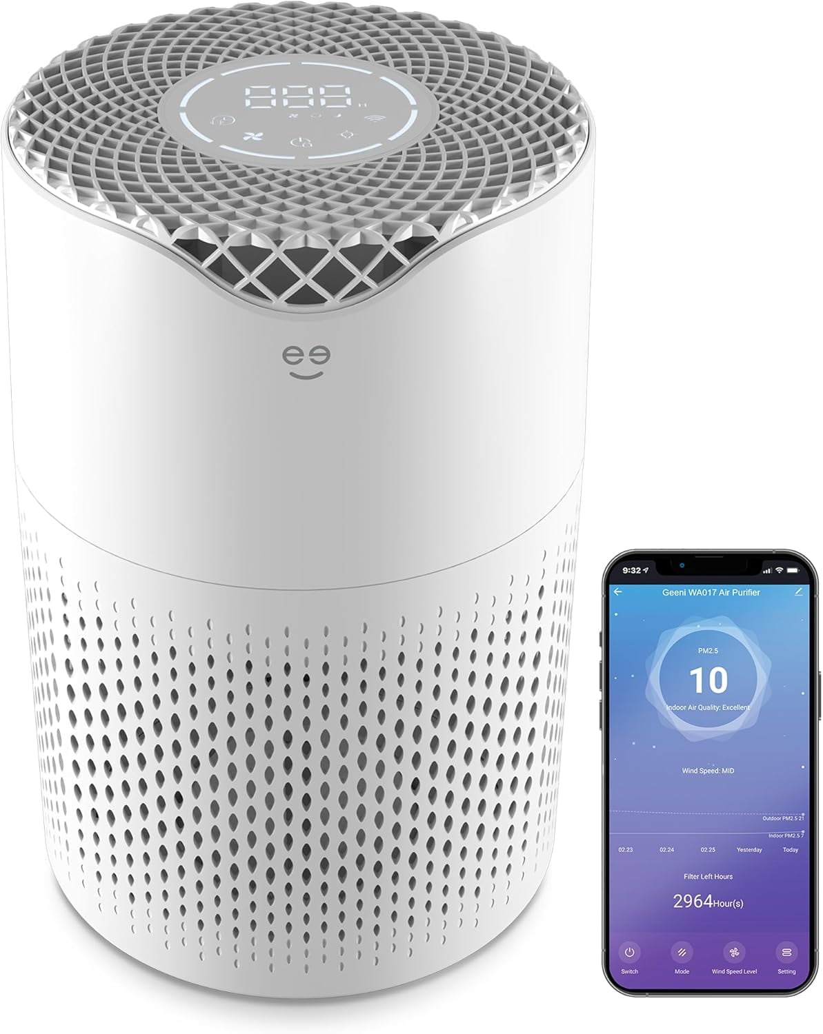Geeni Smart HEPA Air Purifier – Clean, Fresh Air for Medium‑Sized Rooms (Up to 215 sq ft)