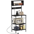thumbnail image 1 of HOMCOM Baker's Rack with Power Outlet, USB Charger, Microwave Stand, Black, 1 of 10