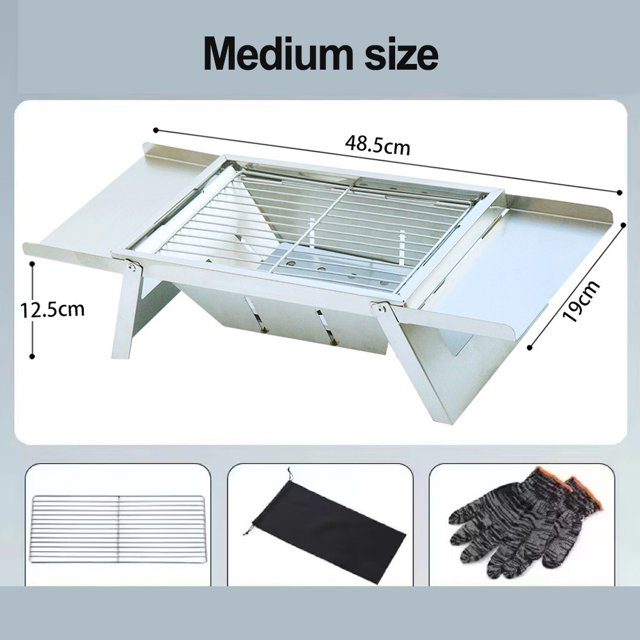 Smokeless Portable Stainless Steel Folding Grill: Perfect for Outdoor Cooking!