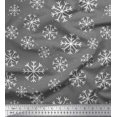 thumbnail image 1 of Soimoi Gray polyester Crepe Fabric Snow Flakes Floral Fabric Prints By Yard 42 Inch Wide, 1 of 5