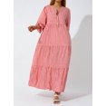 thumbnail image 3 of Kmbangi Robe Longue pour Femmes à Imprimé Géométrique, Col en V, Manches Longues Bouffantes, Coupe Ample, Robe Mode pour le Printemps et l'Été, 3 of 9
