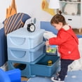 thumbnail image 2 of Qaba 3 Tier Kids Toy Organizer with 3 Plastic Storage Bins, Blue, 2 of 10