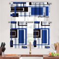 thumbnail image 1 of Navy Blue Kitchen Curtains Tiers and Valances Set 3 Piece for Windows Grey and Black Kitchen Window Curtains Set,Geometric Modern Art Valances for Living Room(36" Tiers Set), 1 of 5