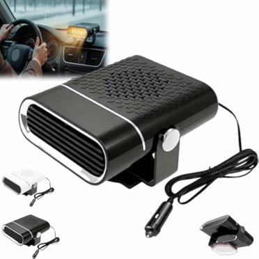 Chauffage de Voiture Portable 2-en-1 avec Rotation à 360°, Chauffage de Voiture Portable 12v & Ventilateur, Base Réglable à 360°, Aide à Garder le Pare-Brise Clair Rapidement, Design à Brancher pour Voitures Camions Véhicules