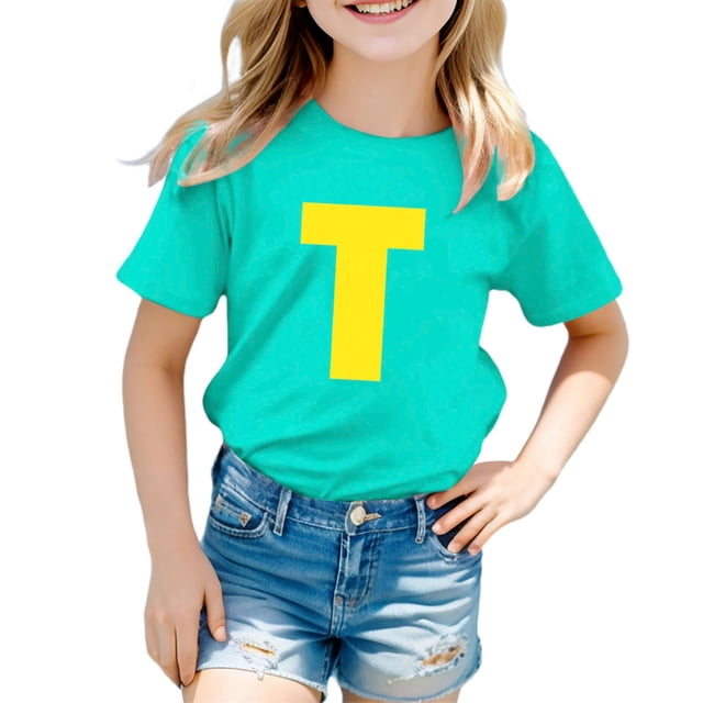 TZEWGL Cute Shirt For Kid Letter Printed Short Sleeve Print Crewneck Top For Newborns size 3-4T