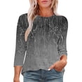 thumbnail image 2 of PEONAVET Haut pour Femmes à Manches 3/3998, Haut Mode Décontracté Imprimé pour Femmes à Manches 3/4, Col Rond, Couvre-Maillot, 2 of 8