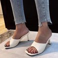 thumbnail image 4 of yulier Womens Heeled Sandals Square Toe Single Strap Open Toe Slip On Mules Slide Sandals Stiletto Heels, 4 of 5