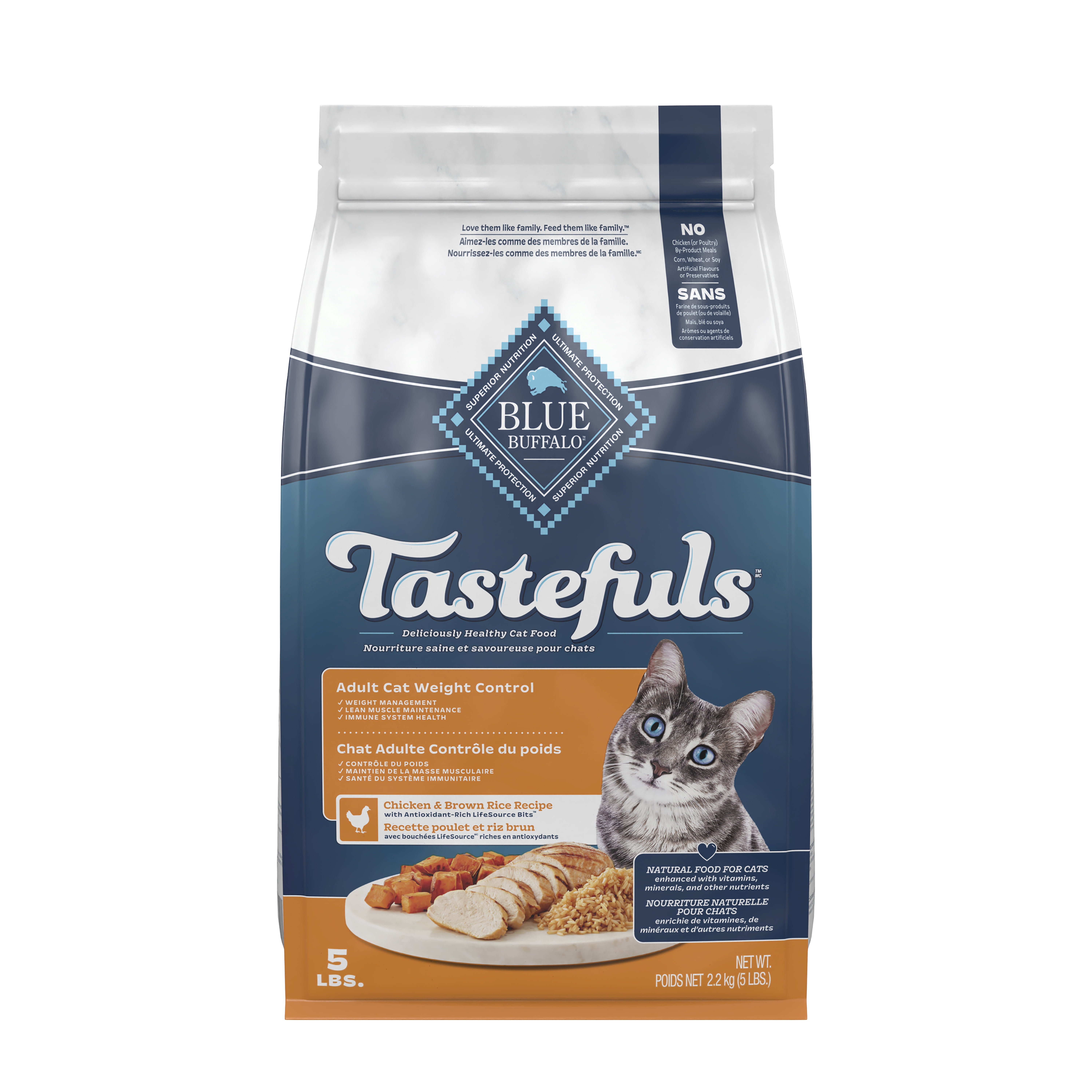 Blue Buffalo Tastefuls Nourriture Naturelle Sèche pour Chats, Contrôle du Poids 2.2kg