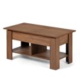 thumbnail image 3 of Homycasa 38 Inch Coffee Table End Table Nightstand Industrial Lift-top Tea Table with Storage Shelf Accent Furniture for Living Room, Rustic Brown, 3 of 9