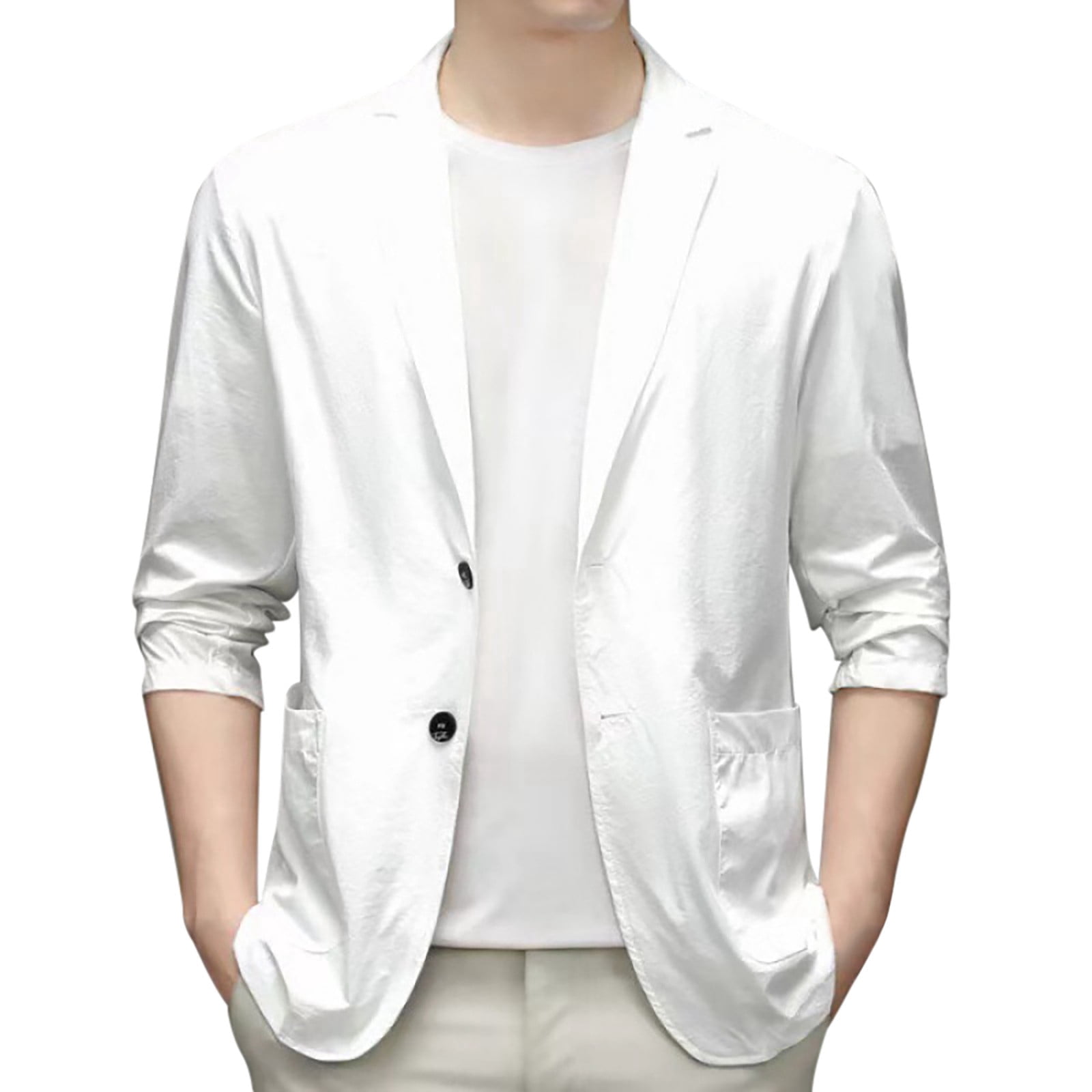 Kcodviy Printemps Été Costume Léger pour Homme Veste de Costume d'Été Veste de Costume Décontractée pour Homme Coupe Ajustée Extensible Coupe Ajustée Bouton Costumes Coupe Ajustée pour Homme Manteaux Sport