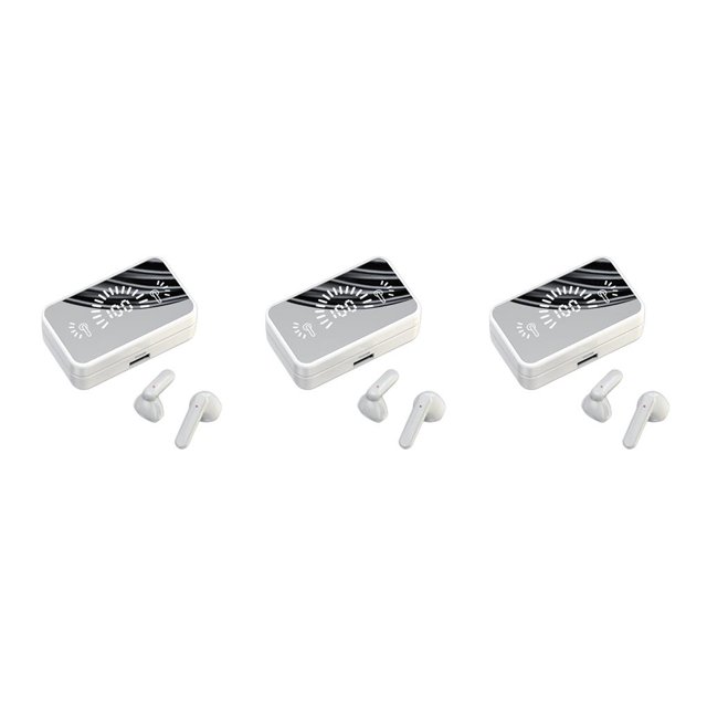 Youkk Wireless Earbuds HiFi LED Display Mirror Running Cycling Sports White 3Set