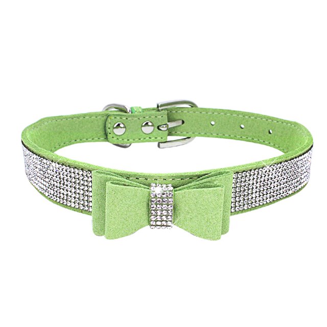 pitrice Bling Crystal Cat Collar Metal Adjustable Puppy Bow Tie Rhinestone Soft Collars Pet Supplies for Small Medium Dogs