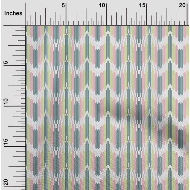 oneOone Silk Tabby Fabric Ikat Style Stripe Printed Craft Fabric BTY 42 Inch Wide