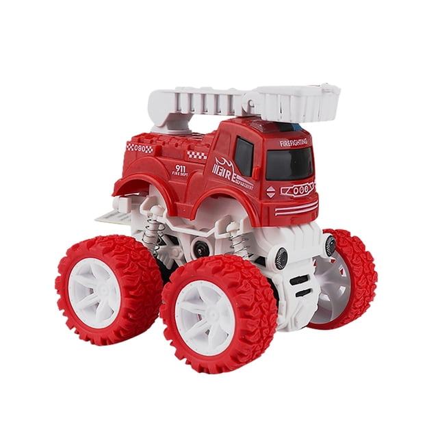 Jouets pour Enfants Roues Motrices Voiture à Roue Motrice avec Télécommande Parentale, avec un design Tout-Terrain à Quatre Roues Motrices à Rétrofriction. la Voiture Jouet a un Thème de Camion de Pompiers Rouge et Blanc Vif avec des Pneus Rouges Surdimensionnés et une Échelle Détaillée sur le Dessus. Fabriquée en Alliage durable, Elle Fonctionne avec une Puissance de friction Inertielle, Ne Nécessitant Pas de Piles. Convient aux terrains Intérieurs et Extérieurs, Ce Jouet Éducatif Améliore l'Adaptabilité et les Habiletés de Réflexion des Enfants. Idéal pour les Enfants sous la supervision d'Adultes, Il Constitue un Excellent Cadeau