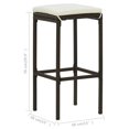 thumbnail image 4 of vidaXL Bar Stools with Cushions 2 pcs Brown Poly Rattan, 4 of 5