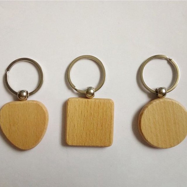Wood DIY Key Chain Portable Man Home Car Vehicle Woman Paintable Hanging Crafts Making Bag Handbag Clothes Automotive Keychain Accessories Round