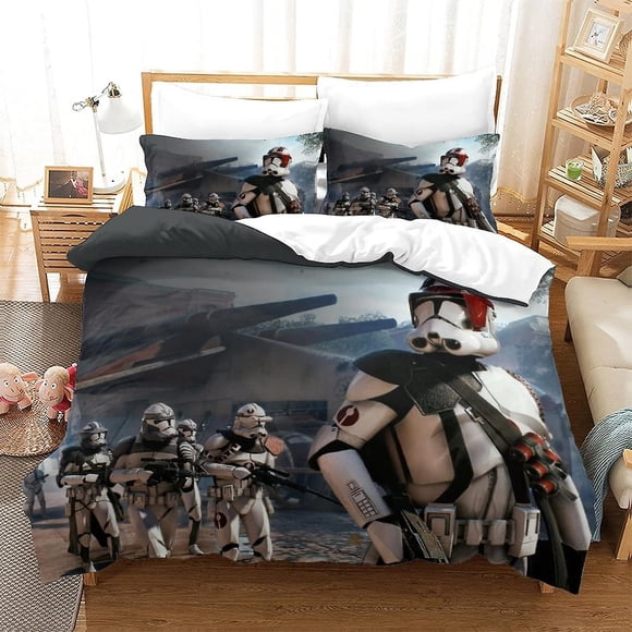 Star Wars Duvet Cover Duvet Cover Set D Science Fiction Movie Zipper Closure Soft Bedding Set for Kids Teens G 135*200 cm