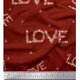 thumbnail image 1 of Soimoi Tissu Georgette Poly Rouge Triangle & Imprimé Floral Texte d'Amour Tissu au Mètre 42 Pouces de Large, 1 of 3