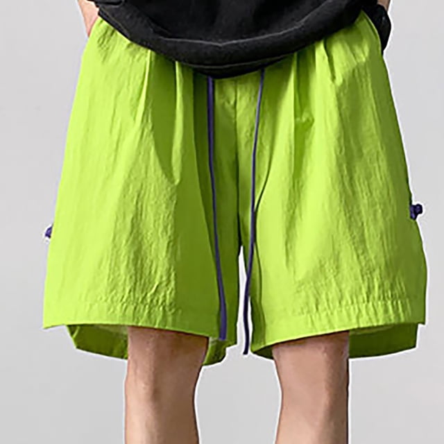Gspmoly Mens Workout Shorts, Men'S Wide-Leg Style Solid Color Drawstring Pocket Drying Casual Work Shorts. Swim Trunks for Men Clearance Items Green XL