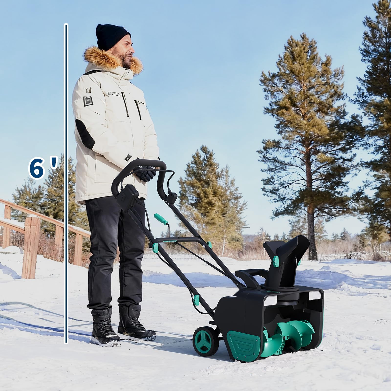 GloryStar 15-Amp Corded Electric Snow Blower, 20 Inch Clearing Width, 25 ft Snow Throw Distance, 180 Degree Rotating Chute, Dual LED Lights & Adjustable Handle