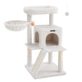 thumbnail image 1 of Feandrea Cat Tree, Small Cat Tower with Widened Perch for Large Cats Indoor, Kittens, 37.8-inch Multi-Level Cat Condo, Scratching Posts and Ramp, 2-Door Cat Cave, Cat Basket, 1 of 8
