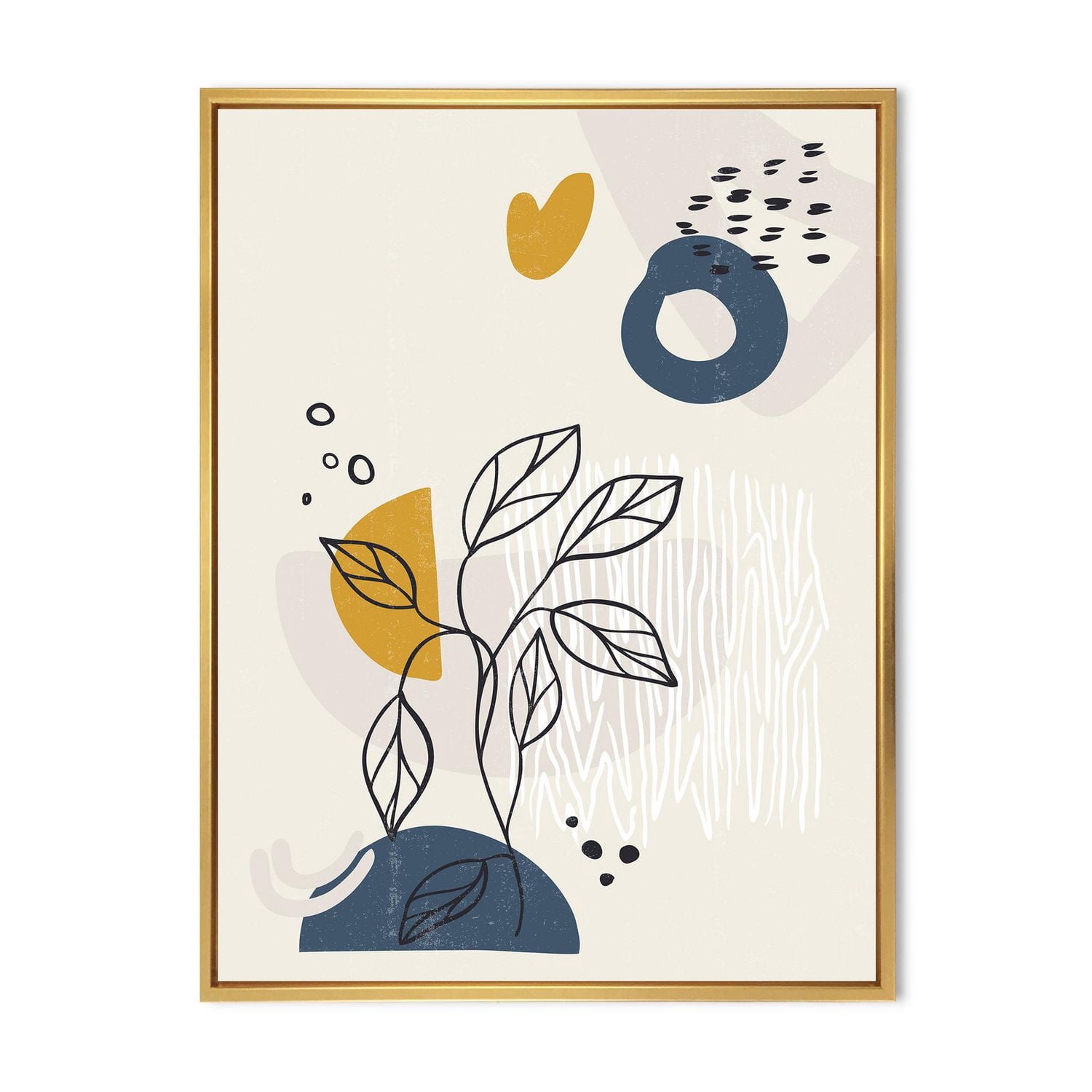 Designart Vintage Boho Minimaliste Fleurs II ART MURAL À CADRE FLOTT