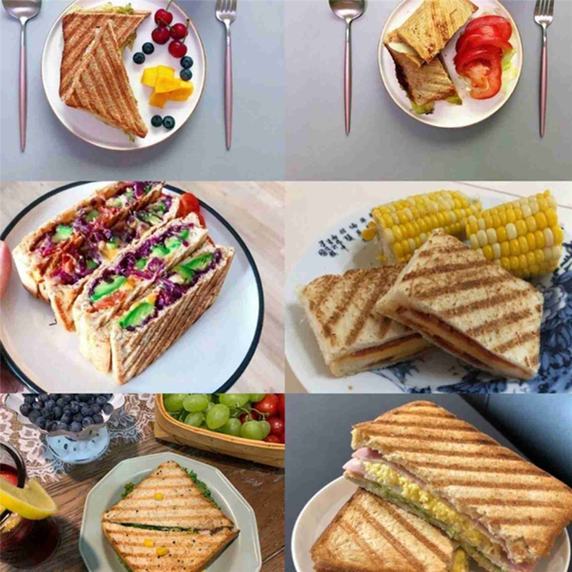 2X Grilled Sandwich Maker,Bread Toast Breakfast Machine,Hot Sandwich Pan, Aluminum Flip Pan,Kitchen Tool