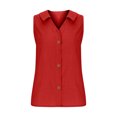 thumbnail image 3 of Yuyuzo Womens Button down Tank Tops V Neck Collared Basic Tees Summer Sleeveless Casual Tunic Tops, 3 of 6