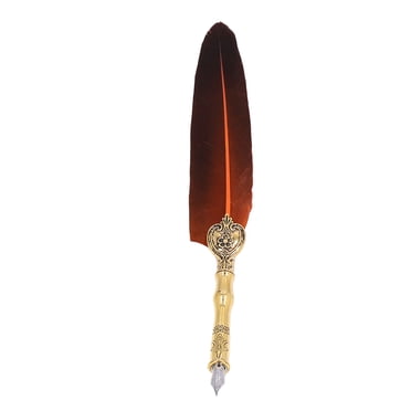 Feather Pen, Vintage Quill Ink Set Feather Pen with Box Packing Stainless Steel Nib Smooth Writing Wear Resistant Calligraphy Set for Lovers Elders Teachers Present