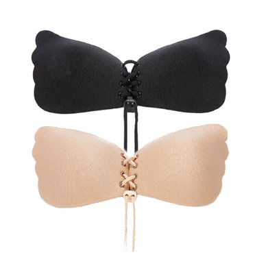 Varsbaby Women's Strapless Invisible Bra Backless Self Adhesive Push Up Silicone Bra 2 Pcs