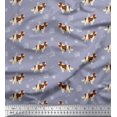 thumbnail image 1 of Soimoi Grey Georgette Viscose Fabric Bird,Paw & Cocker Spaniel Dog Printed Fabric 1 Yard 42 Inch Wide, 1 of 3