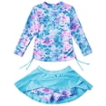 thumbnail image 1 of Kid Girls Rash Guard Swimming Bathing Suit Ruffle Floral Pattern Sun Protection Long Sleeve Summer Bathing Suits 7-8 Years, 1 of 7