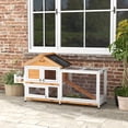 thumbnail image 2 of PawHut Wooden Rabbit Hutch with Openable Roof, Storage Box, Yellow, 2 of 10
