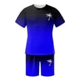 thumbnail image 2 of Men's Suits 2024 Summer Tracksuit Plus Size Short Sleeve O Neck Athletic Suit Casual Color Block Waist Tracksuit Set, 2 of 4