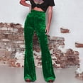 thumbnail image 4 of AherBiu Women's High Waisted Velour Bell Bottom Pants, Solid Color, Small US: 4, 4 of 7