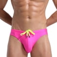 thumbnail image 1 of ylioge Mens Swim Trunks Quick-Drying Swimwear Briefs Boys Solid Drawstring Low Rise Stretchy Lightweight Beach Board Swimming Swimsuits Shorts, 1 of 4