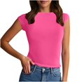 thumbnail image 2 of BLCHUNen Camisoles pour Femmes Tendance Sans Manches Extensibles à Enfiler Col Ras du Cou Coupe Ajustée Décontractées Extérieur Relax Mode Hauts d'Été, 2 of 7