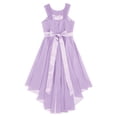 thumbnail image 4 of zdhoor Robe de Fête Sans Manches pour Filles, Ornée de Fleurs, Froncée, en Mousseline Brillante Perlée, Ourlet Asymétrique, Lavande 14, 4 of 6