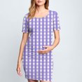 thumbnail image 1 of Ovzne Robes Grande Taille pour Femmes aux Formes Robe Femme à la Mode Imprimée Plissée Jupe de Maternité à Manches Courtes Col Rond Robe Mi-Mollet Robe de Printemps à Manches Courtes Imprimée Liquidation, 1 of 7