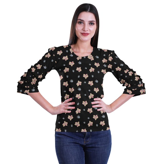 Moomaya T-Shirts Décontractés pour Femmes en Coton Grande Taille à Manches 3 /4 à Col Rond
