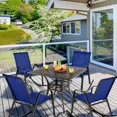 thumbnail image 2 of Costway Lot de 4 Chaises Berçantes de Patio, Berceuses en Métal Robustes pour l'Extérieur, Antidérapantes, Bleu Marine, 2 of 9