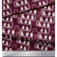 thumbnail image 3 of Soimoi Purple Cotton Voile Fabric Text & Owl Bird Printed Craft Fabric by the Yard 56 Inch Wide, 3 of 3