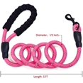 thumbnail image 2 of Strong Nylon Dog Leash Rope with Comfortable Padded Handle Training Lead for Medium and Large Breeds Dogs - Heavy Duty 5ft Long (Rose Red), 2 of 4