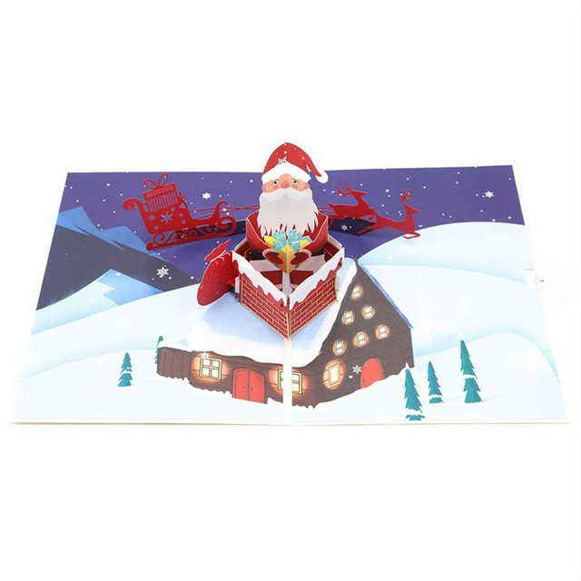3D Santa Cards Christmas Greeting Cards Party Invitations Gifts Postcard