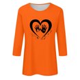 thumbnail image 4 of Dadaria Hauts pour Femmes Chemise Orange Manches 3/4 T-Shirt Col Rond Grande Taille Tee Été Chandail Blouses 2TG, 4 of 5