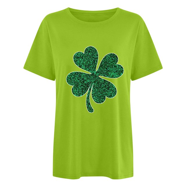 Penkiiy T-Shirt à Manches Courtes à Col Rond pour Femme, Mode, Imprimé de la Saint-Patrick, Décontracté, Ample, TG, Vert Menthe