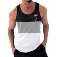 thumbnail image 1 of LOVZFMLL Tank Tops for Men Casual Fashion Patchwork Print Pullover Round Neck Sports Tank, 1 of 3