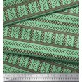thumbnail image 2 of Soimoi Green Georgette Viscose Fabric Aztec Geometric Printed Fabric 1 Yard 42 Inch Wide, 2 of 3